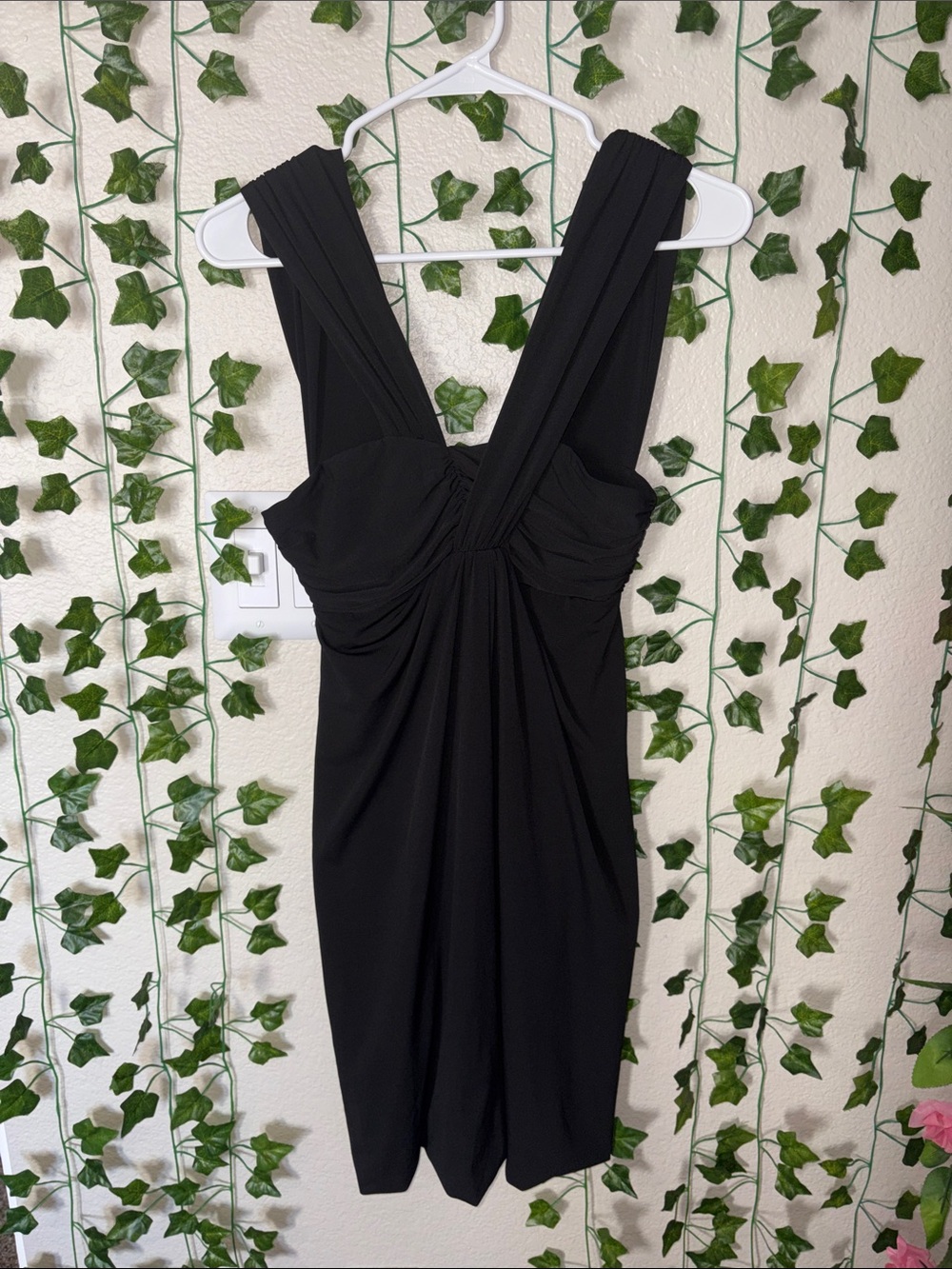 Express Black Draped Mini Dress with Wide Straps